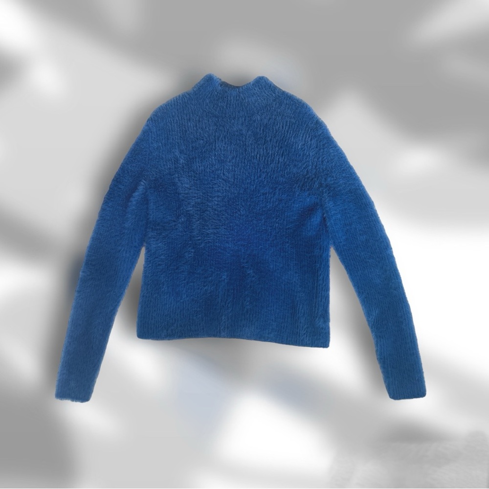 Banana Republic Blue Fuzzy Mock Neck Sweater